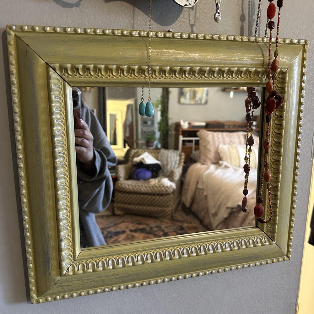 Vintage Wooden Refinished Framed Mirror Bohemian Cottage Core